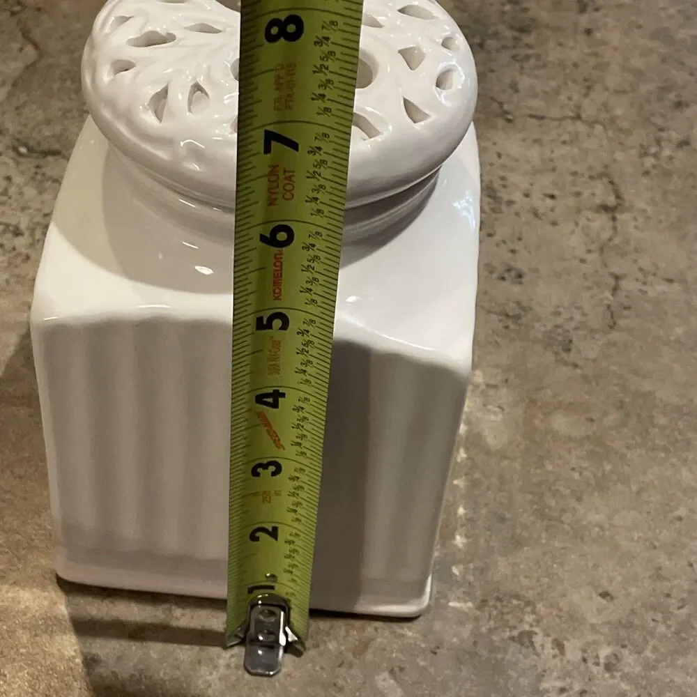 THL Vintage White Ceramic SUGAR Canister Jar Farmhouse French Country Kitchen